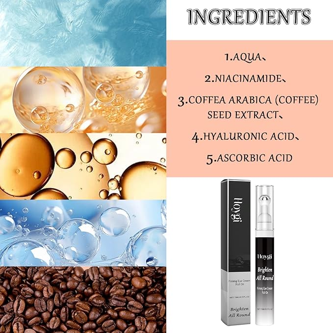 Caffeine Eye Cream Eye Serum, Under Eye Roller Cream for Dark Circles and Puffiness, 0.51 Fl Oz-BrightBean Baby
