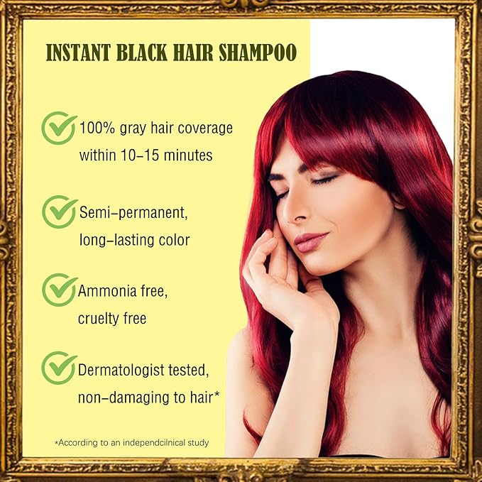 Herbal Burgundy Hair Dye Shampoo - Instant 3-in-1 Gray Coverage for Women & Men, 16.90 Fl OZ (Dark Wine Red)-BrightBean Baby