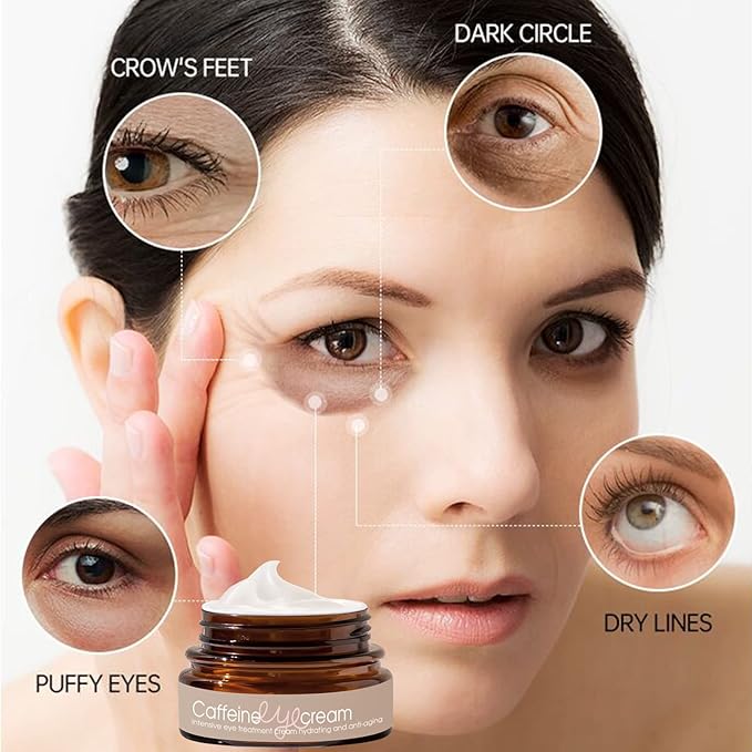 Natural Caffeine Eye Cream serum With Collagen,Hyaluronic Acid for Dark Circle and Puffiness,Great Under Eye Cream for Anti Aging,Eye Lift Treatment for Men &Women 0.52oz-BrightBean Baby