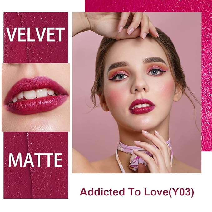 Oulac Creamy Matte Lipstick for Women, Lipstick & Blush Duo, Magenta Soft Satin Finish Lipsticks with Moisturising Formula, Rich Color Lightweight Lip Balm, Rose Oil,Vegan & Cruelty-Free| 3.6g (Y03)-BrightBean Baby