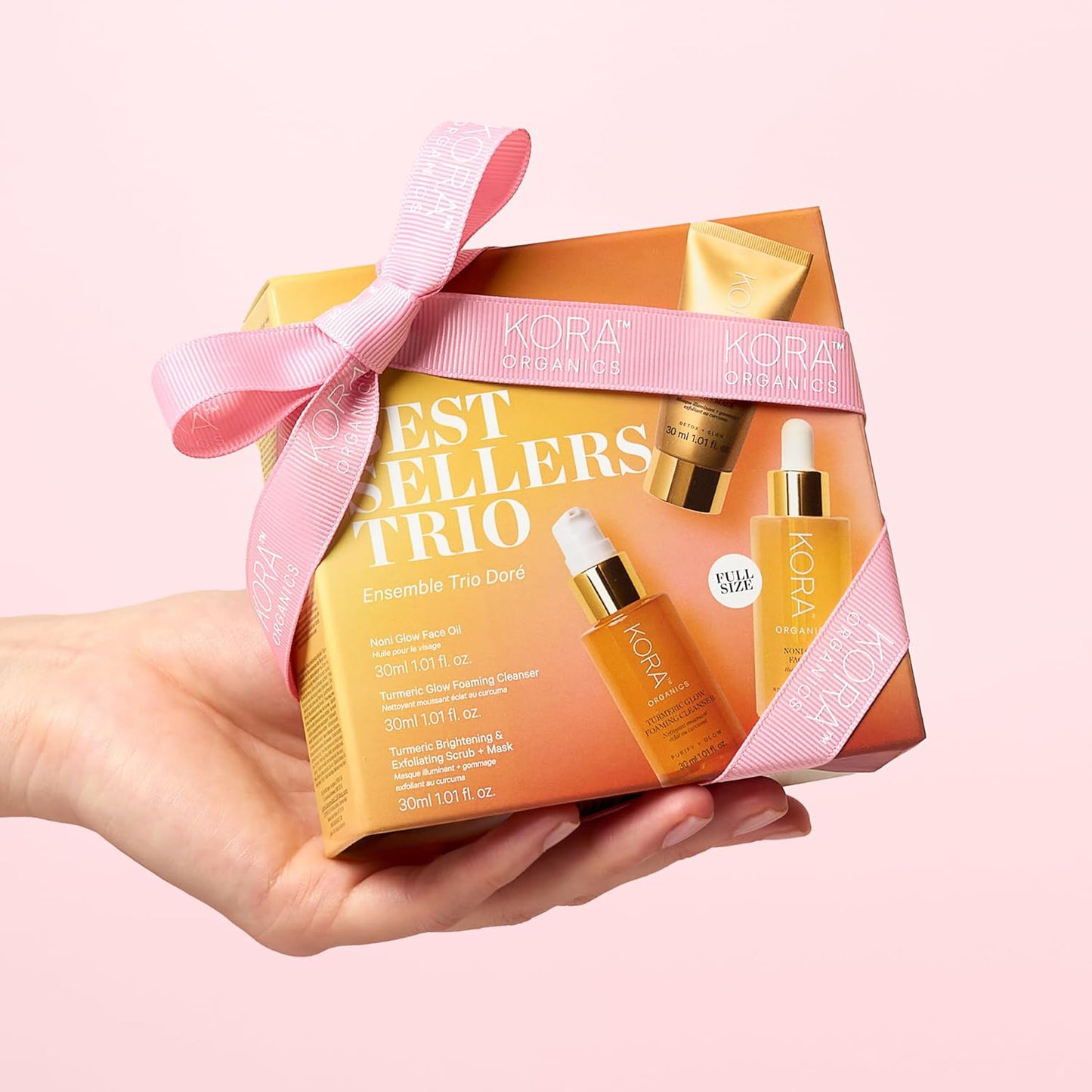 KORA Organics Best Sellers Trio, Gift Set with Noni Glow Face Oil, Turmeric Brightening & Exfoliating Mask and Foaming Cleanser (3 Items)-BrightBean Baby