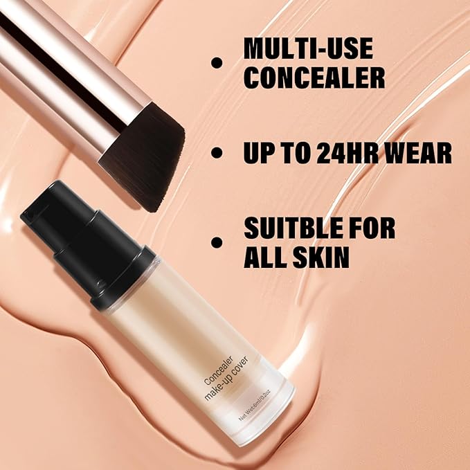 2pcs Liquid Concealer Set with Brush,Full Cover,Concealer Wand with Matte Finish,Corrects,Covers,Long Wear Up to 24hr-BrightBean Baby