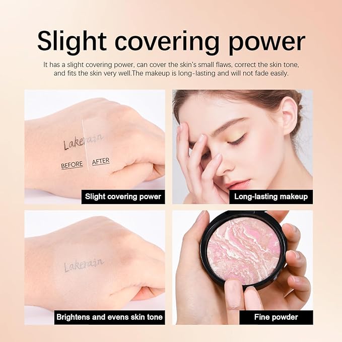 Baked Powder Contour Makeup, Brighten Bronzer Powder, Highlighter Bronzer Glow Palette, Cruelty Free Shimmer Bronzing Powder to Use For Contour Make up, Natural Finish & Easy to Use #002-BrightBean Baby