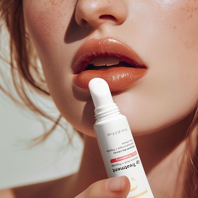 Alfie Hyaluronic Acid Lip Booster -Strawberry Flavor -15ml/0.5 Fl. Oz -Peptide Lip Treatment -Lip Plumper & Filler -Lip Serum & Moisturizer -Lip Volume Hydrating Treatment -Vegan Friendly, Non-Toxic-BrightBean Baby