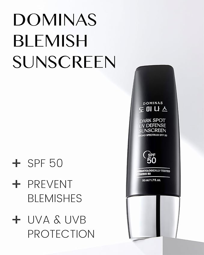 SPF 50 DOMINAS Sunscreen (Pack of 2, 1.7fl oz*2) - Korean Skin Care, UV Defense Sunblock, No White Cast, Non-Greasy, Hydrating, Lightweight Protection for Face & Body, Niacinamide, Sun Cream-BrightBean Baby