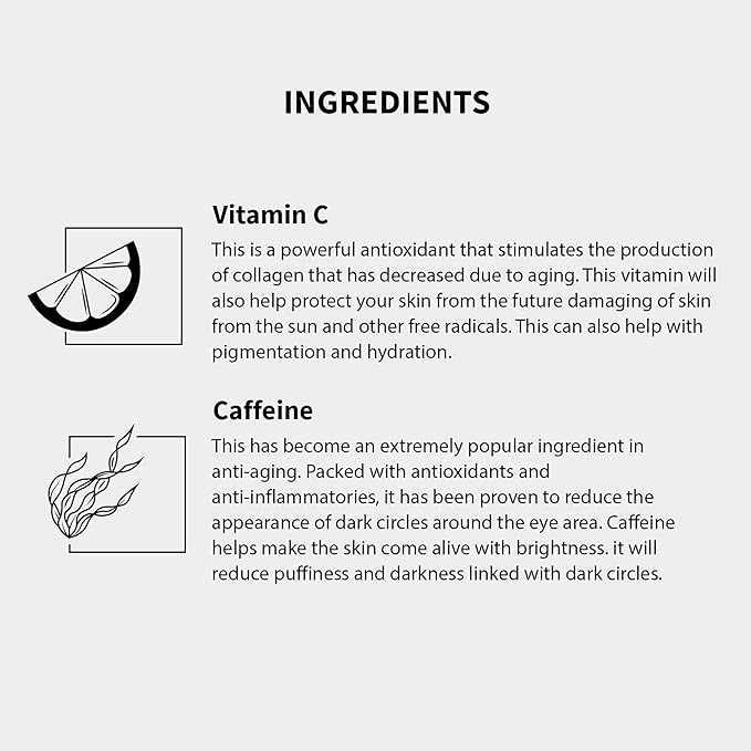 Gle Vitamin C Eye Serum for Dark Circles, Eye Wrinkles, Redness and Puffy Eyes | Anti-Aging Treatment with Caffeine, Vitamin C Hyaluronic Acid | Hydrating & Brightening Scent-Free | (Pack of 2)-BrightBean Baby