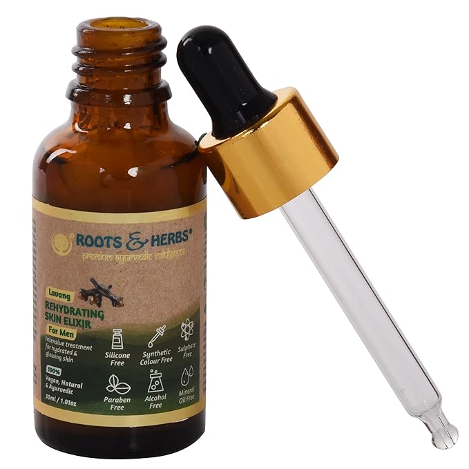Roots & Herbs Ayurvedic Natural Treatment 100% Vegan No Paraben Lavang Rehydrating Skin Moisturizer Elixir for Men- 50 ML-BrightBean Baby