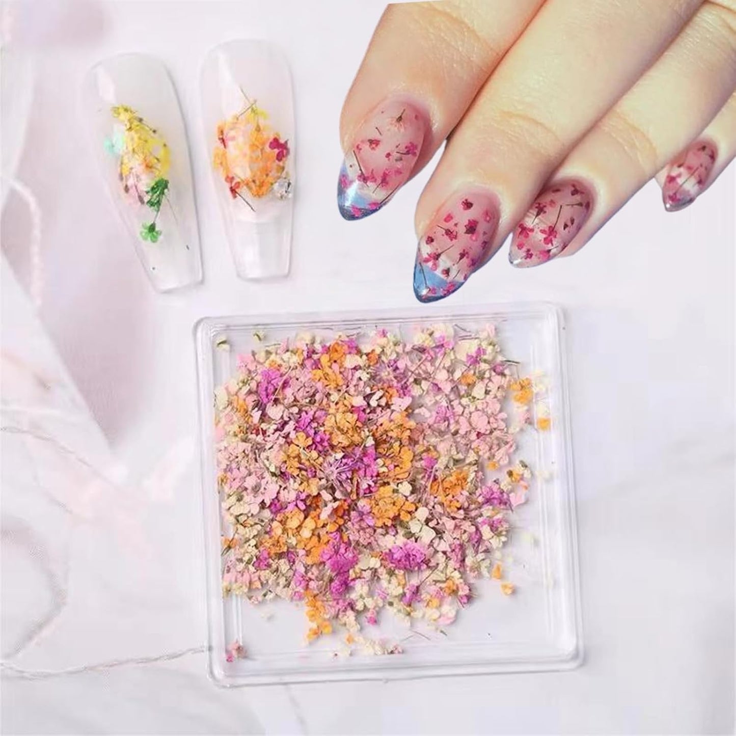 1 Boxes Dried Flowers for Nail Art,Colorful Dry Flowers Mini Real Natural Flowers Nail Stickers DIY Mini Mix Flower Petals Nail Art Supplies for Summer Acrylic Nails Design Manicure Accessories-BrightBean Baby