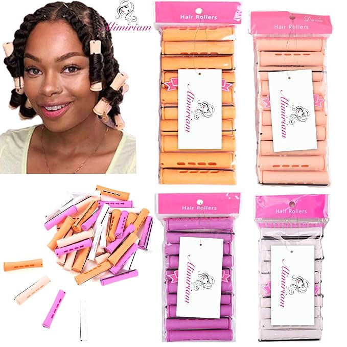 40pcs Perm Rods Set for Natural Hair 4 Sizes Cold Wave Rods Hair Rollers for Women Curling Rods for Long Medium Small Hair Curler Styling DIY Hairdressing Tools(Orange+Beige+Purple+white)-BrightBean Baby