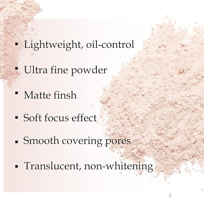 Boobeen Loose Face Powder Translucent Setting Powder Oil Control Loose Powder, Soft Focus Effect Makeup Loose Setting Powder, Lightweight Shine Control Matte Finishing, with Puff-BrightBean Baby