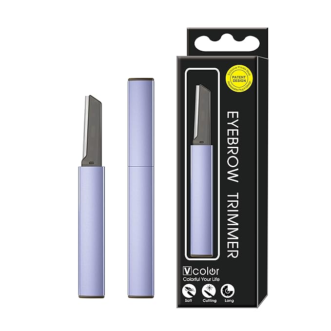 Exfoliating Eyebrow Razor Dermaplaning Tool Eyebrow Trimmer with 4 Replacement Blades, Facial Razors for Women Aluminum Alloy Handle & Stainless Steel Blade (Blue)