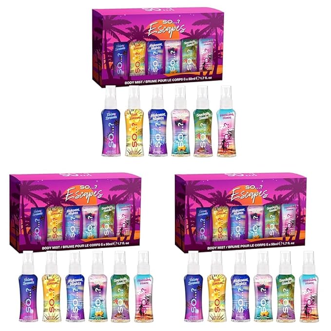 So...?…?… Escapes Body Mist Gift Set - Perfumes for Women - Everyday Body Spray for Women - Vegan, Cruelty-Free - Fragrance Gifts for Women - 6 pcs (Pack of 3)-BrightBean Baby