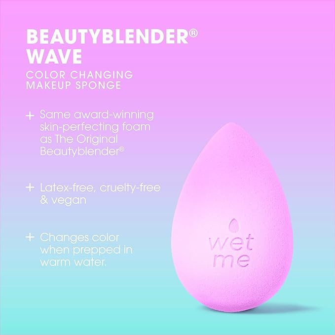 Beautyblender® | Wave Color Changing Blender Makeup Sponge | Blend Liquid Foundations, Powders and Creams | Streak Free Application | Vegan, Cruelty Free | Made in USA-BrightBean Baby