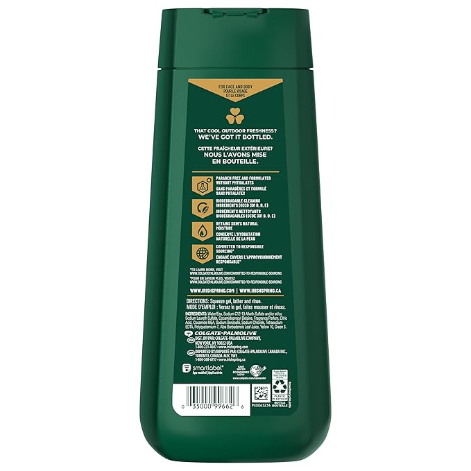 Irish Spring Men's Body Wash Shower Gel, Aloe Mist, 20 Oz, 4 Pack
