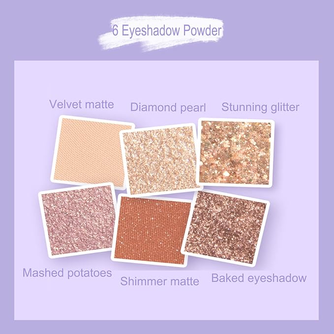 Violet Fairy 9 Color Eyeshadow Palette, Warm Neutrals (03)-BrightBean Baby