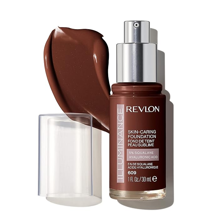 Revlon Illuminance Skin-Caring Liquid Foundation, Hyaluronic Acid, Hydrating and Nourishing Formula with Medium Coverage, 609 Sienna (Pack of 1)-BrightBean Baby