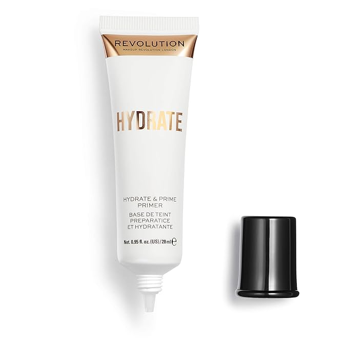 Makeup Revolution Hydrate Primer, Water-Based Primer with Vitamin E & Hyaluronic Acid, Lightweight Formula, Vegan & Cruelty-Free, 0.95 Fl Oz-BrightBean Baby