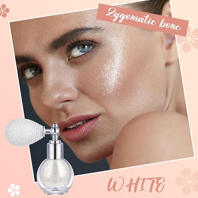 3 Pcs Glitter Spray for Hair and Body, Highlighter Shimmering Spray Powder High Gloss Body Glitter Spray Sparkle Powder for Face Body Cosmetic, Champagne, Pearl White, Bronze Color-BrightBean Baby
