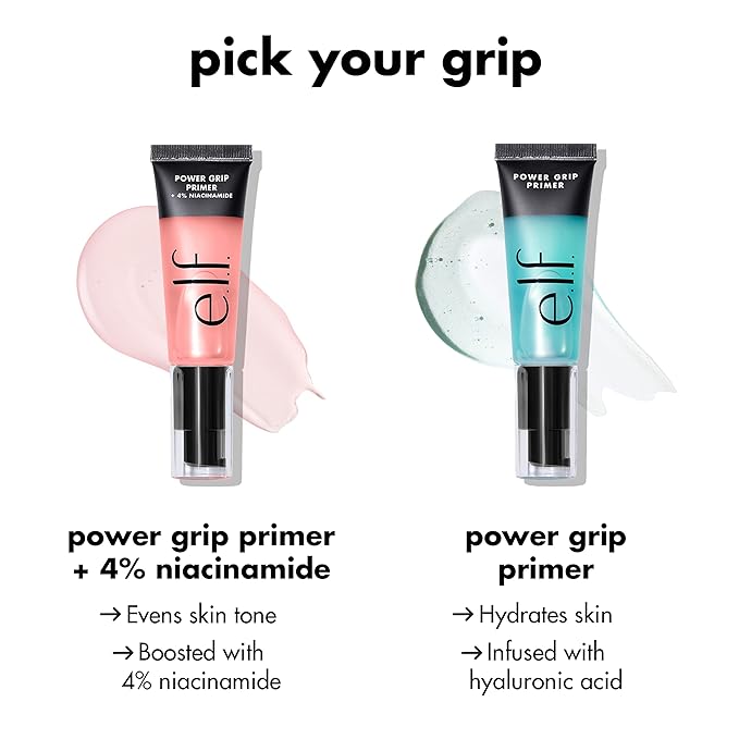 e.l.f. Power Grip Primer, Gel-Based & Hydrating Face Primer For Smoothing Skin & Gripping Makeup, Moisturizes & Primes, 0.811 Fl Oz (24 ml)-BrightBean Baby
