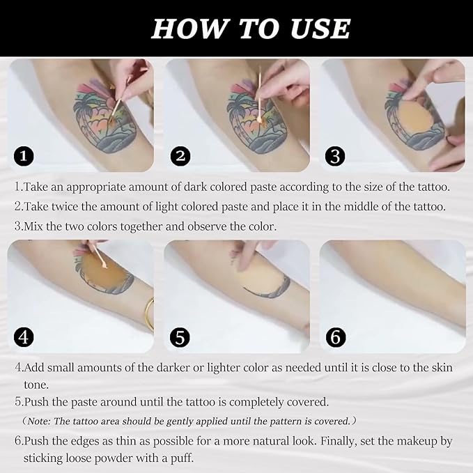 Tattoo Cover Up, Invisible Waterproof Concealer,Long Lasting Professional Skin Makeup Concealer Kit for Body Leg Tattoo, 2 Colors,30gX2-BrightBean Baby