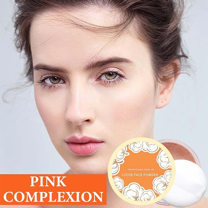Oil Control Loose Face Powder,Translucent Setting Powder With a Powder Puff Long Lasting Makeup Covering Blemishes Brightens Skin Tone,Natural Matte Loose Powder for Women(2)-BrightBean Baby