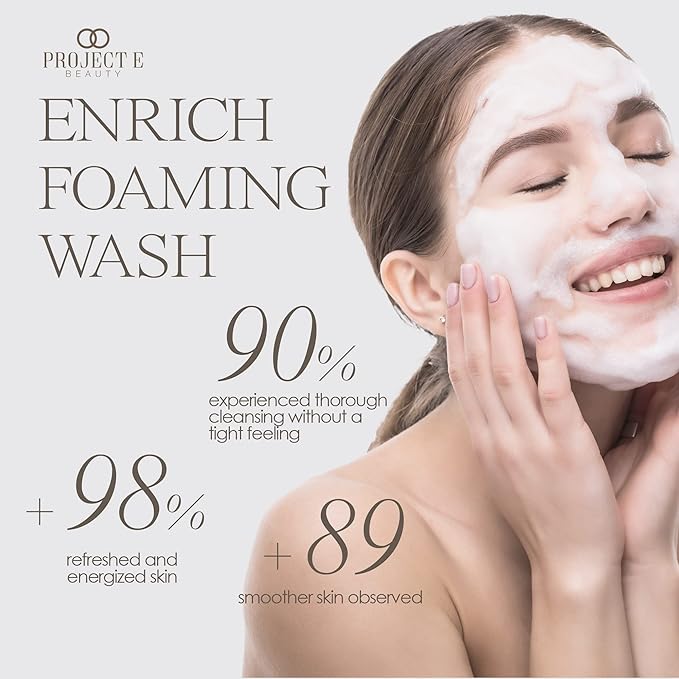 Project E Beauty Enrich Foaming Wash Gentle Cleansing | Moisturizing Daily Face Cleanser | Removes Dirt & Excess Oil | Brightens Skin | Hydrating Formulation | Clear & Smooth Skin | 150ml-BrightBean Baby