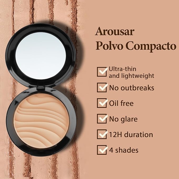 Pressed Face Powder, Flawless and Oil Control Pressed Setting Powder, Long Lasting Matte Finish 2# BEIGE 02-BrightBean Baby