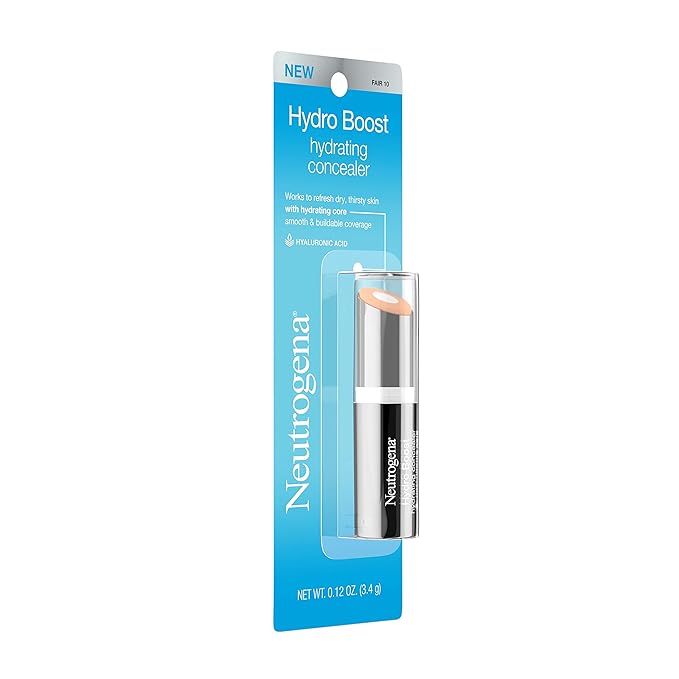 Neutrogena Hydro Boost Hydrating Concealer Stick for Dry Skin, Oil-Free, Lightweight, Non-Greasy and Non-Comedogenic Cover-Up Makeup with Hyaluronic Acid, 10/Fair, 0.12 Oz-BrightBean Baby