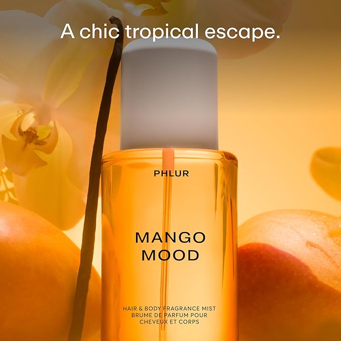 PHLUR Mango Mood Body Mist - Hair & Body Mist Fragrance - Mango, Jasmine, Patchouli & Vanilla Body Spray (8 Fl Oz)-BrightBean Baby