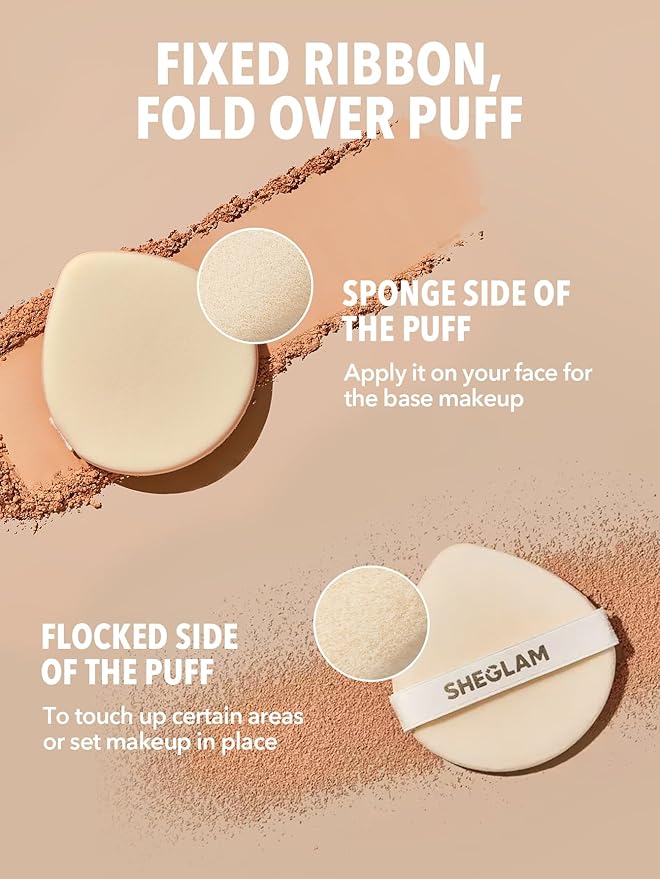 SHEGLAM SKin-Focus Full Coverage Powder Foundation Oil-Control Lightweight Face Pressed Powder Makeup-Cashew-BrightBean Baby