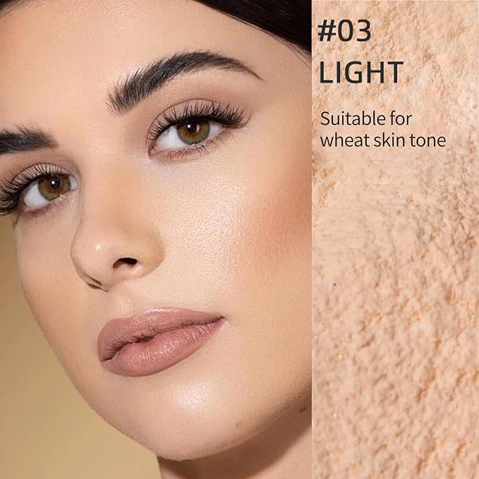 Erinde Nude Translucent Matte Setting Powder with Puff, Face Loose powder Makeup, Oil Control Finishing Powder, Lightweight Blurring Powder, Waterproof, 24H Long-Lasting, Creates Soft Focus Effect-BrightBean Baby