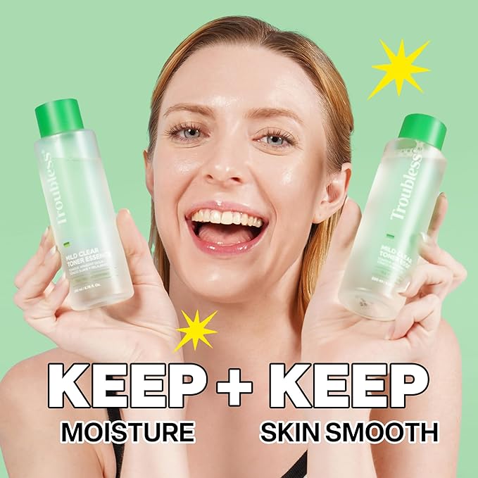 Troubless Mild Clear Toner Essence - Tea Tree Facial Toner for All Skin Types | Hydrating Skin Toner, Daily Skin Care (6.76 fl oz)-BrightBean Baby