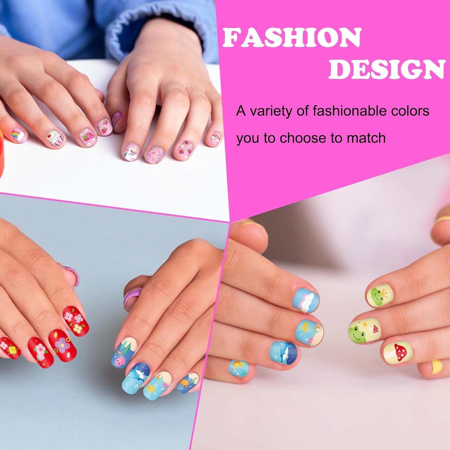 Whaline 6Pcs Kids Nail Plates Stamping Set Cute Animal Floral Dessert Stamp Templates Nail Art Plates for DIY Print Manicure Salon Design-BrightBean Baby