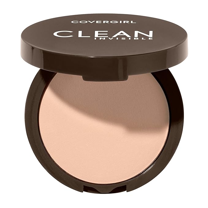 Covergirl Clean Invisible Pressed Powder, Lightweight, Breathable, Vegan Formula, Creamy Natural 120, 0.38oz-BrightBean Baby