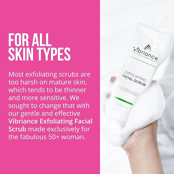 Vibriance Ultra-Gentle Face Scrub, 4 fl oz - Exfoliating Facial Wash Unclogs Pores - Sulfate and Paraben-Free Exfoliator For All Skin Types - Made with Natural Ingredients-BrightBean Baby