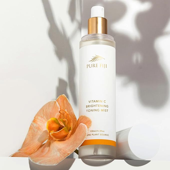 Pure Fiji Face Toner Mist with Vitamin C for Brightening & Refreshing Antioxidant Face Mist Hydrating Spray Helps Even Skin, Smooths Fine Lines and Wrinkles (4.4oz/130ml)-BrightBean Baby