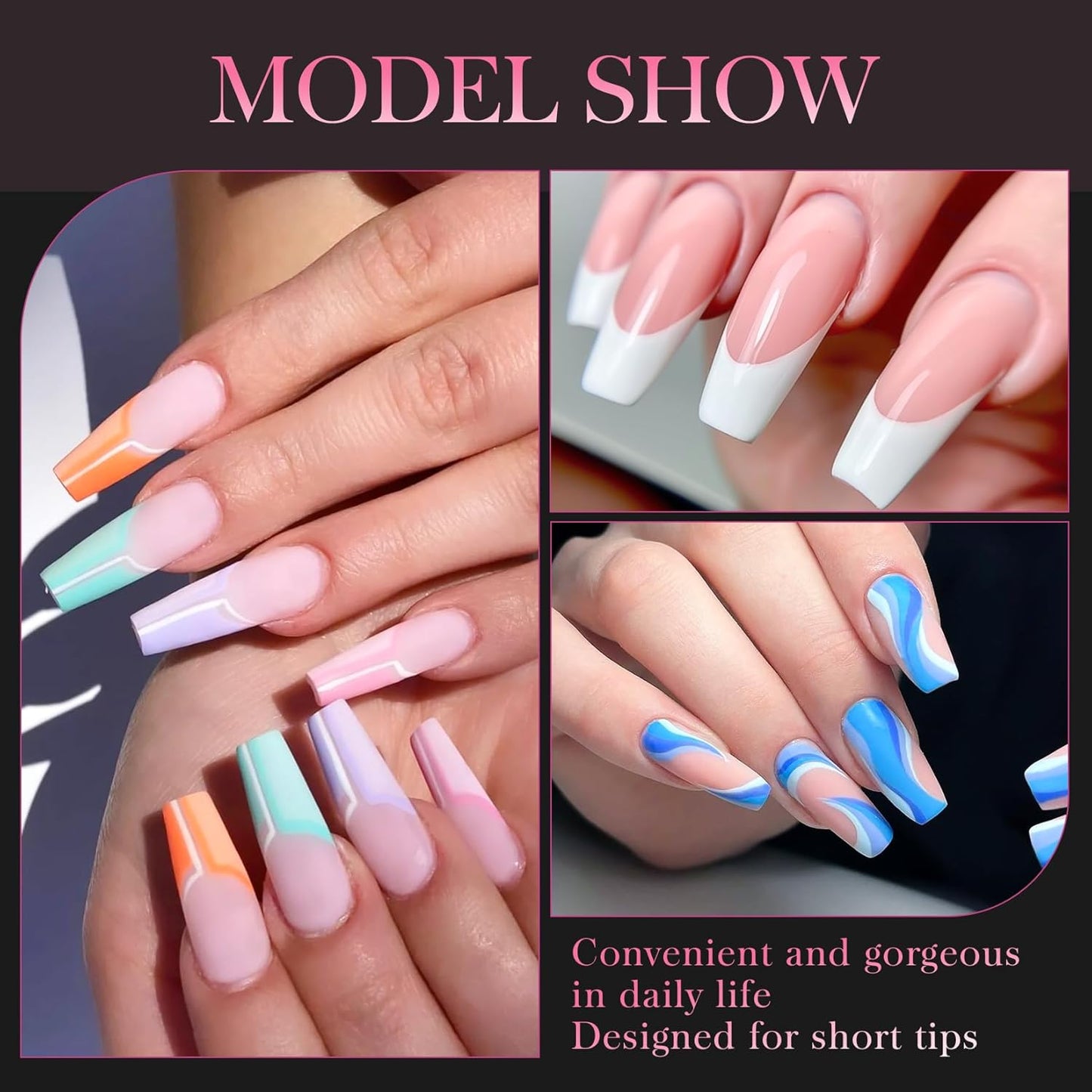 krofaue 500PCS False Nails Tips Lady French Style Acrylic Artificial Tip Manicure Half Cover with Box of 10 Sizes for Nail Tips Art Salons and Home DIY (White)-BrightBean Baby