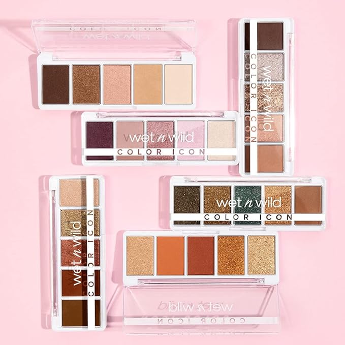 wet n wild Color Icon Eyeshadow Makeup 5 Pan Palette, Matte, Shimmer, Metallic, Long Wearing, Rich Buttery Pigment, Cruelty Free - My Lucky Charm