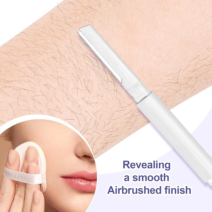 Dermaplane Razor for Women Face & Eyebrow - Dermaplaning Tool for Peach Fuzz Facial Hair Removal,High Precision Blade for Smooth Skin (White, 6 Count)