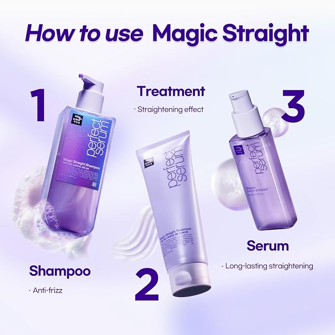 Mise En Scene Magic Straight Perfect Serum - Anti Frizz Hair Straightening Serum with heat protectant for straightener, hair tamer oil, Coconut Oil for Smooth, Silky, and Shiny Hair, 2.71 Fl Oz-BrightBean Baby