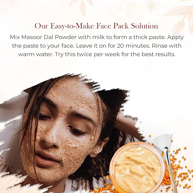 100% Natural Masoor Dal Powder | (3.5 Oz) Organic Lentils Powder for Face & Skin | Red Lentils Powder for Natural Face Pack | Dried Masoor Dal Cleansing Powder & Skin Brightener for Face-BrightBean Baby