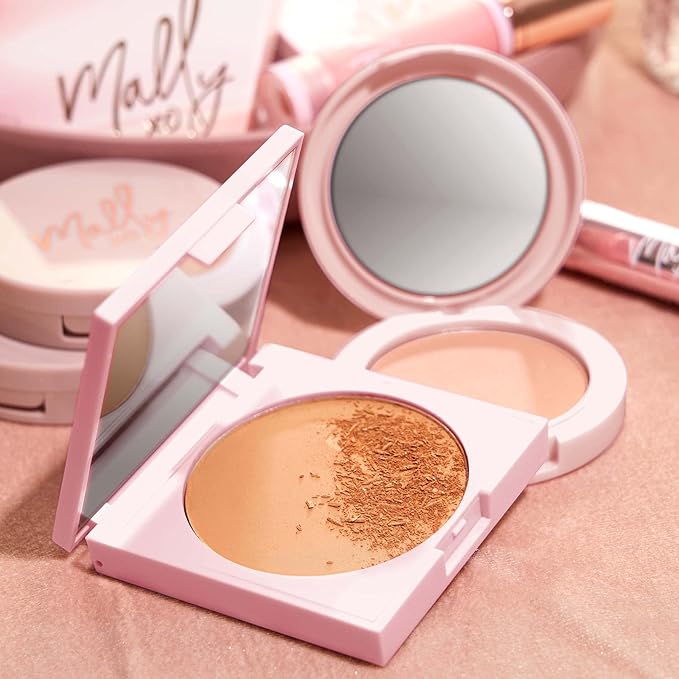 Mally Beauty The Anti-Powder Tinted Finishing Brightener, Light Mally Beauty The Anti-Powder Tinted Finishing Brightener Powder, Deep- Matte Finish, Brightens complexion and Blurs imperfections-BrightBean Baby