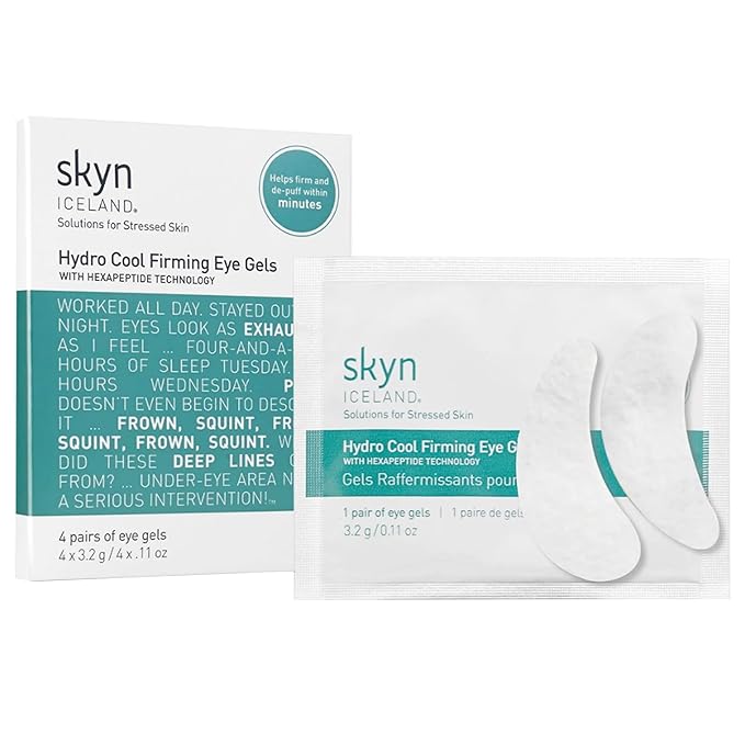skyn ICELAND Hydro Cool Firming Under Eye Patches, Instant Cooling for Puffy, Tired Eyes with Peptides and Coenzyme Q10, 10 Minute Treatment, Vegan, All Skin Types, 4 Pairs-BrightBean Baby