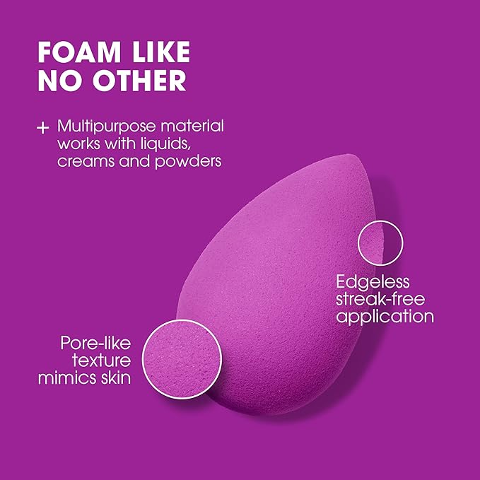 Beautyblender® | Amethyst Beauty Blender Makeup Sponge, Super-Soft Foam Easily Blends Foundations, Powders & Creams, Made in USA, Reusable, Washable, Streak Free Application, Vegan, Cruelty Free-BrightBean Baby