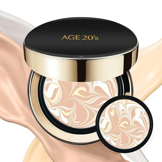 AGE20'S Signature Essence Pact SPF 50+ | Pack of 2 | 13 Ivory | Cream Foundation, Dewy Finish, Natural Coverage | Korean Cushion Foundation-BrightBean Baby