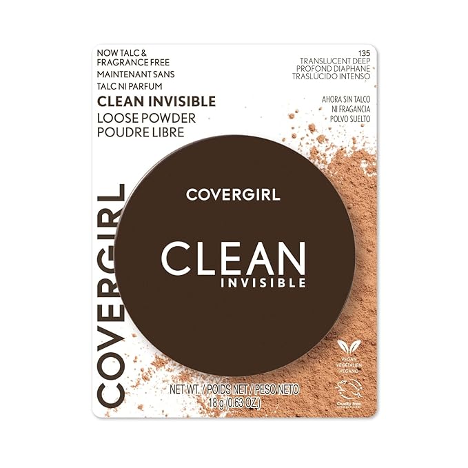 COVERGIRL Clean Invisible Loose Powder - Loose Powder, Setting Powder, Vegan Formula - Translucent Deep, 20g (0.7 oz)-BrightBean Baby