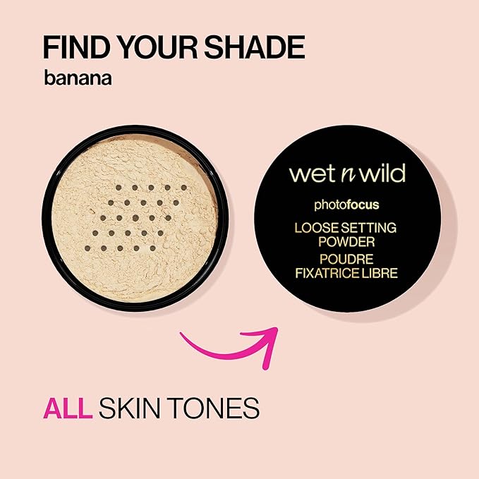 wet n wild Photo Focus Loose Baking Setting Powder, Highlighter Makeup, Suitable for All Skin Tones, Banana-BrightBean Baby