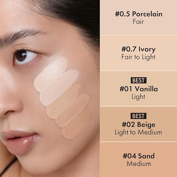 LUNA Long-Lasting Tip Concealer Cover-Fit (#0.5 Proclein) Full Coverage, for Under Eye Dark Circles, Fine Lines, Redness & Discoloration, Korean Makeup 0.26 Fl Oz-BrightBean Baby