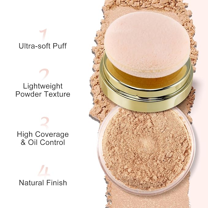 Boobeen Setting Powder, Lightweight Oil Control Loose Setting Powder, Full Coverage Finishing Powder For a Matte Flawless Look, Pressed Face Powder Makeup to Reduce Shine, Long Lasting-BrightBean Baby