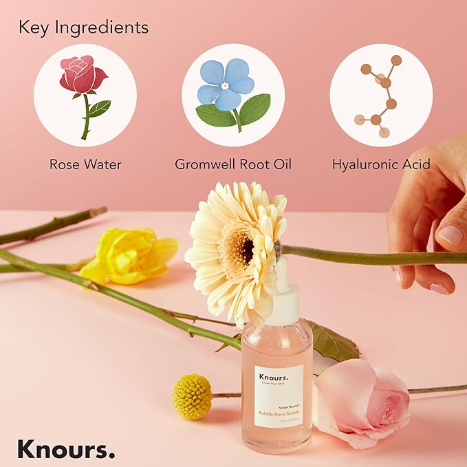 Knours. Balancing 5xHA+Gromwell Root oil Bubble Burst Serum w/ 59% Rose Water Niacinamide, Retinal Hydrating Healthy Serum for Improved Tone & Texture EWG Verified Clean Beauty 50ml/1.69fl. oz.-BrightBean Baby